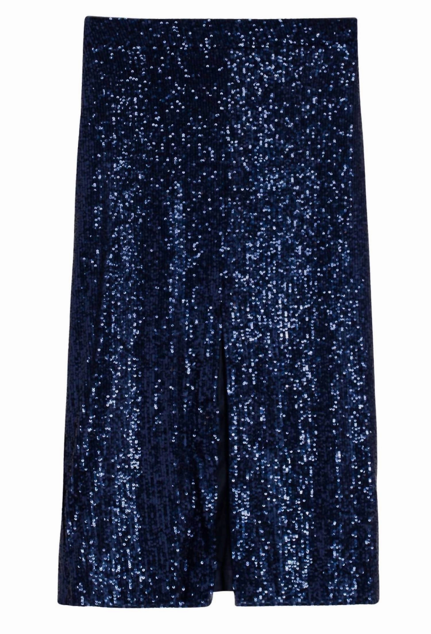 Women's Alyona Skirt In Navy Sequins Effortless Feel Breathable Material