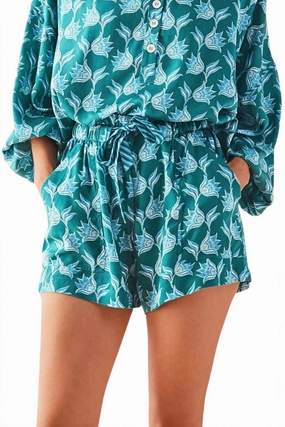 Airflow channels Eco Conscious Packaging Women's Asha Shorts In Nicobar Mantis