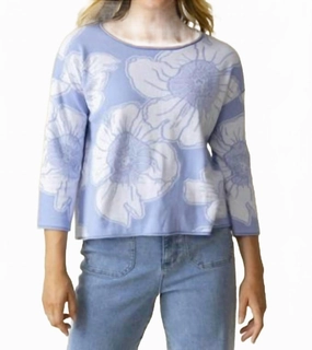 Anti Snag Fabric soft fit Women's In Bloom Jacquard Sweater In Hydrangea