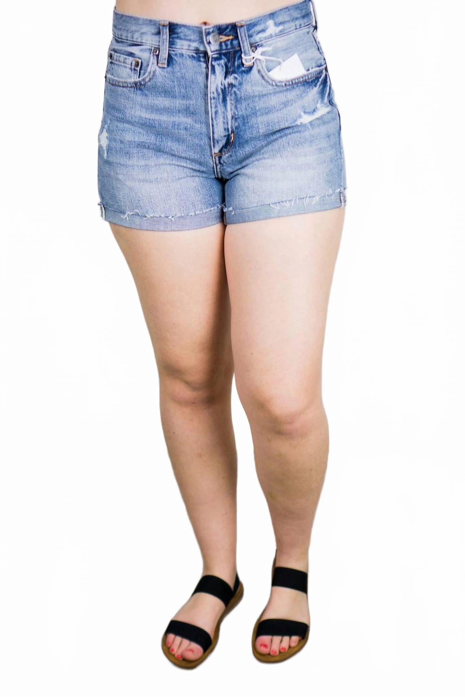 DoubleStitchedSeams Women's Jamie High Rise 90's Cuffed Shorts In Blue