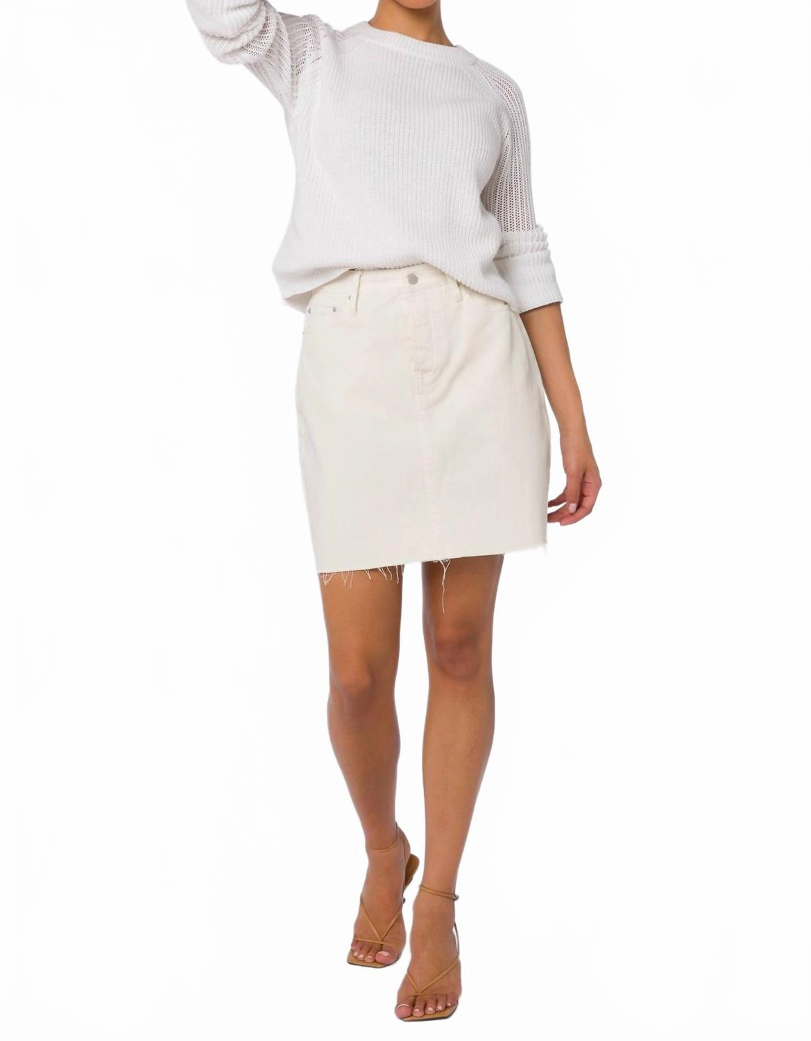 Women's Kayla Denim Skirt In Ivory Soft Aesthetic Weekend Fashion