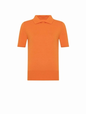 Women's Nomia Polo Sweater In Orange Timeless Knitwear