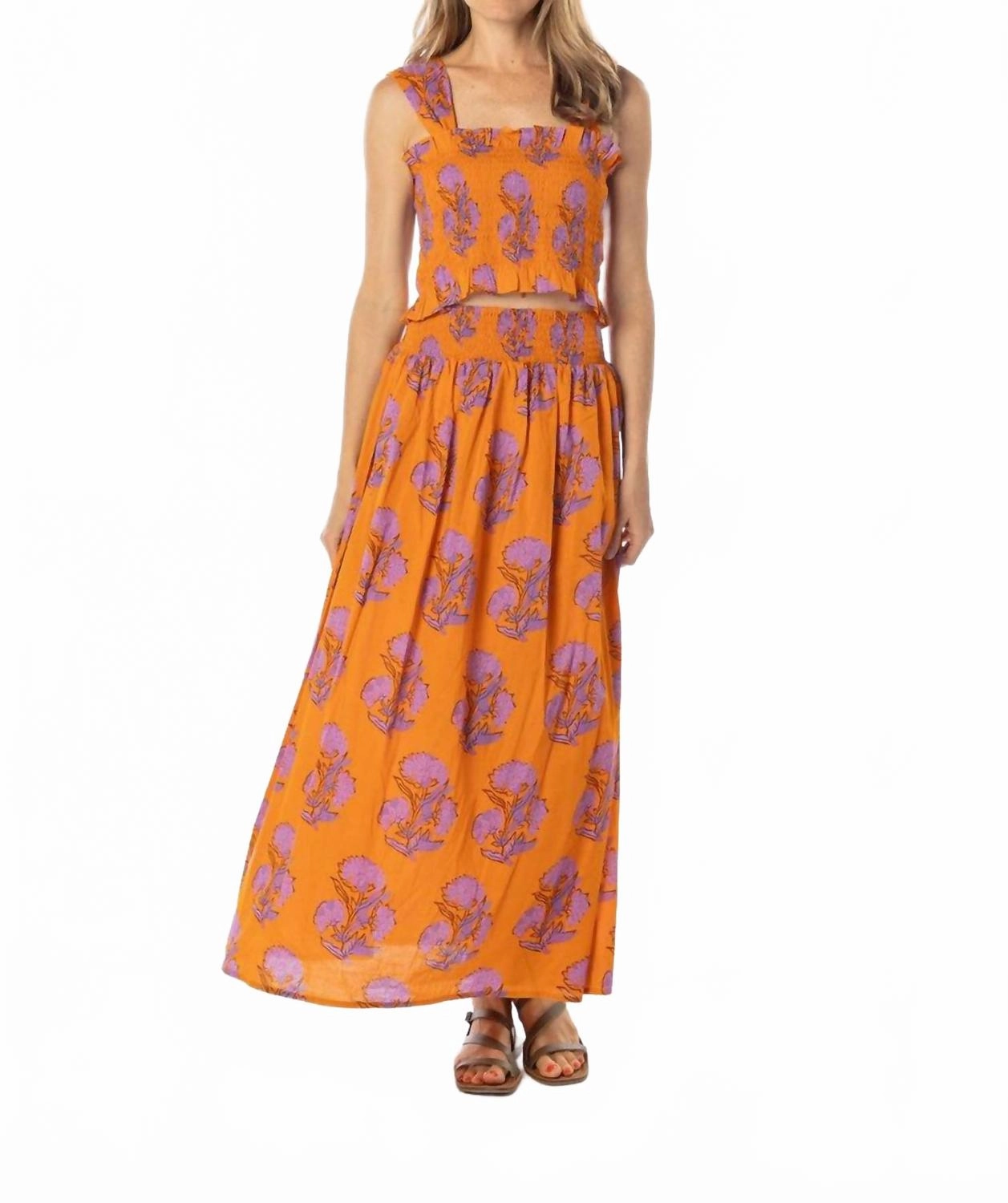 Women's Parker Skirt In Orange Texture Focus Waist Defining