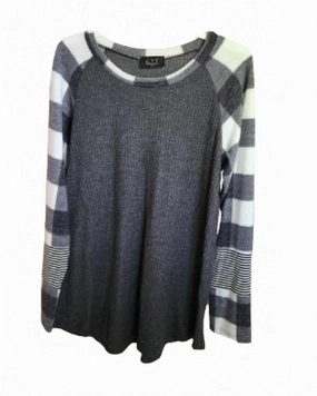 Women's Plaid Arm Sweater In Grey Cold Weather Gear