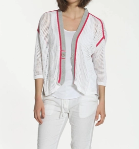 Women's Refresh Cardigan In White/grey Stylish Comfort Fashion Statement