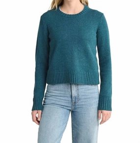 Women's Shetland Crewneck Sweater In Deep Teal Cozy Comfort