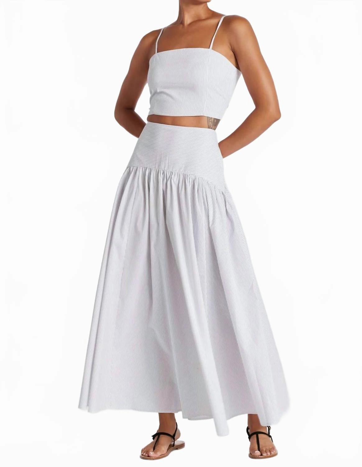 Crisscross Back Women's Sorrento Maxi Skirt In Pinstripe