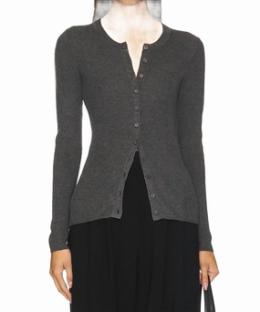 Women's Sweater Rib Fitted Cardigan In Heather Snuggle Look