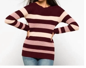 Cozy Everyday Wear Women's Tawnee Waffle Knit Stripe Sweater In Multi