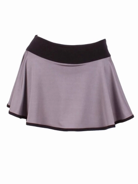 Women's Trim "o" Skirt In Soft Grey With Black Flexible Material Jewel Tones