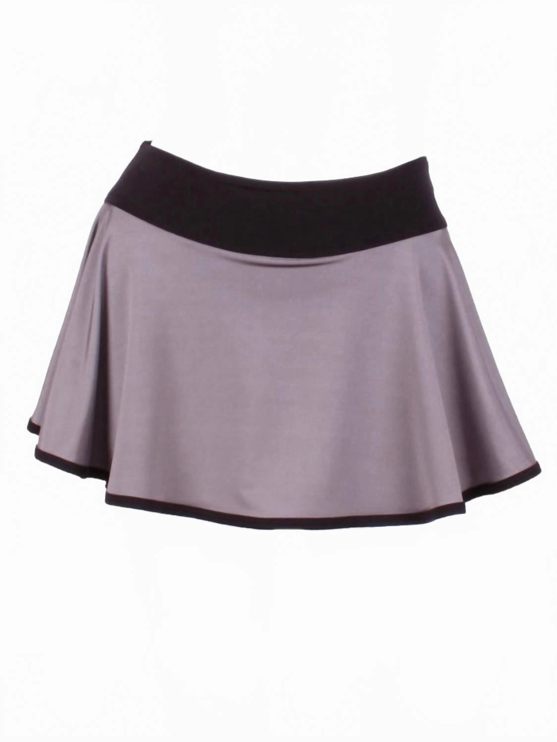 Women's Trim "o" Skirt In Soft Grey With Black Flexible Material Jewel Tones