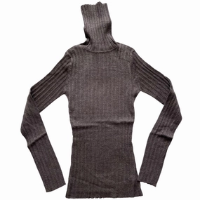 Ultra Soft Merino Blend Cozy Look Women's Variegated Rib Turtleneck In Umber