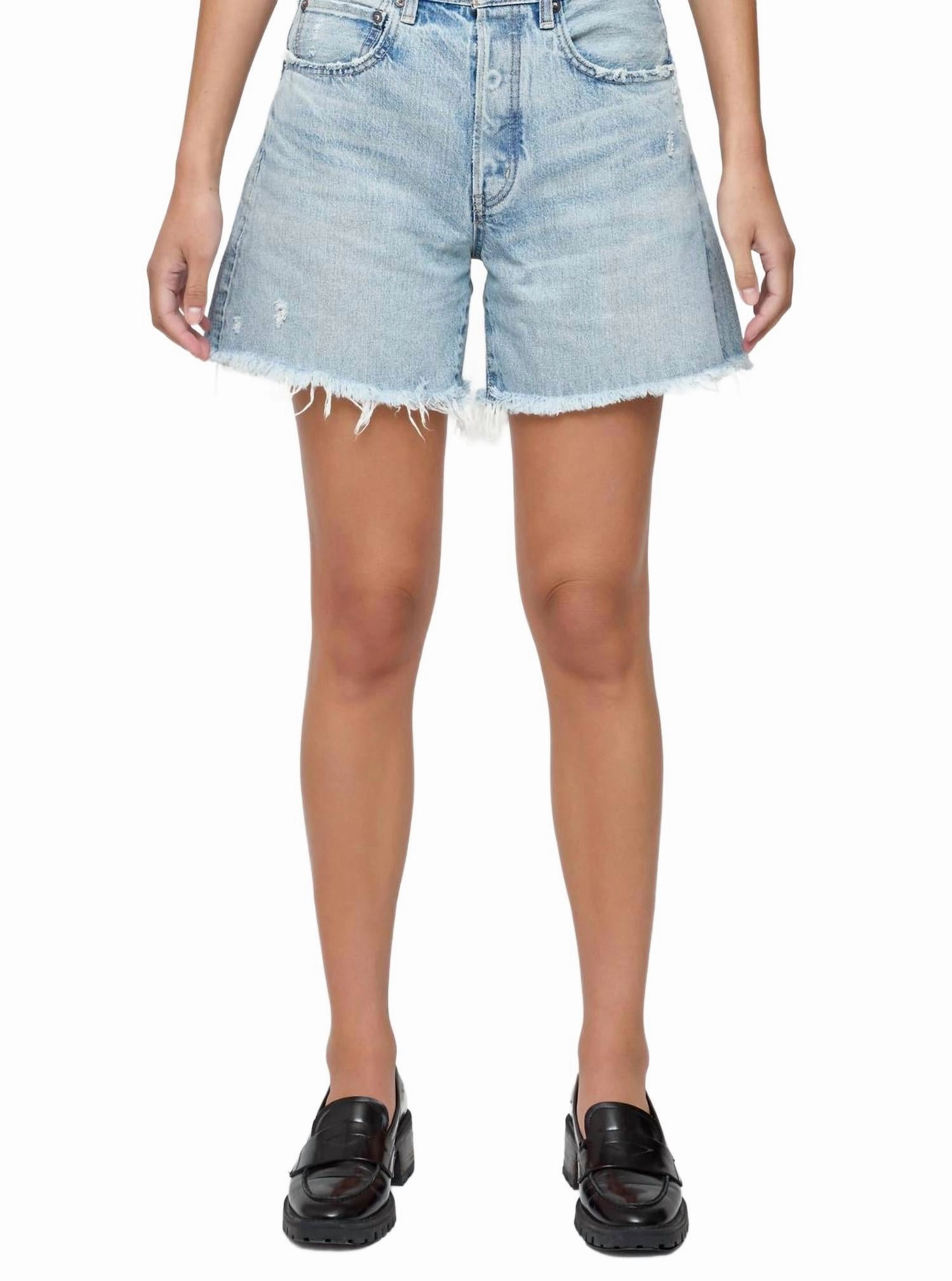 Light Wear tropical style Women's Vintage Nolita Denim Shorts In Light Blue