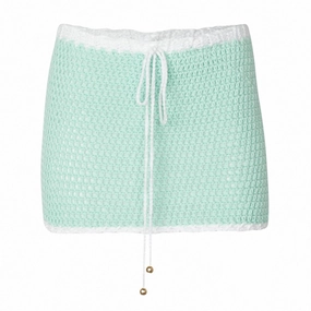 Women'skaia Crochet Mini Skirt In Pastel Green Flexible Material Custom made