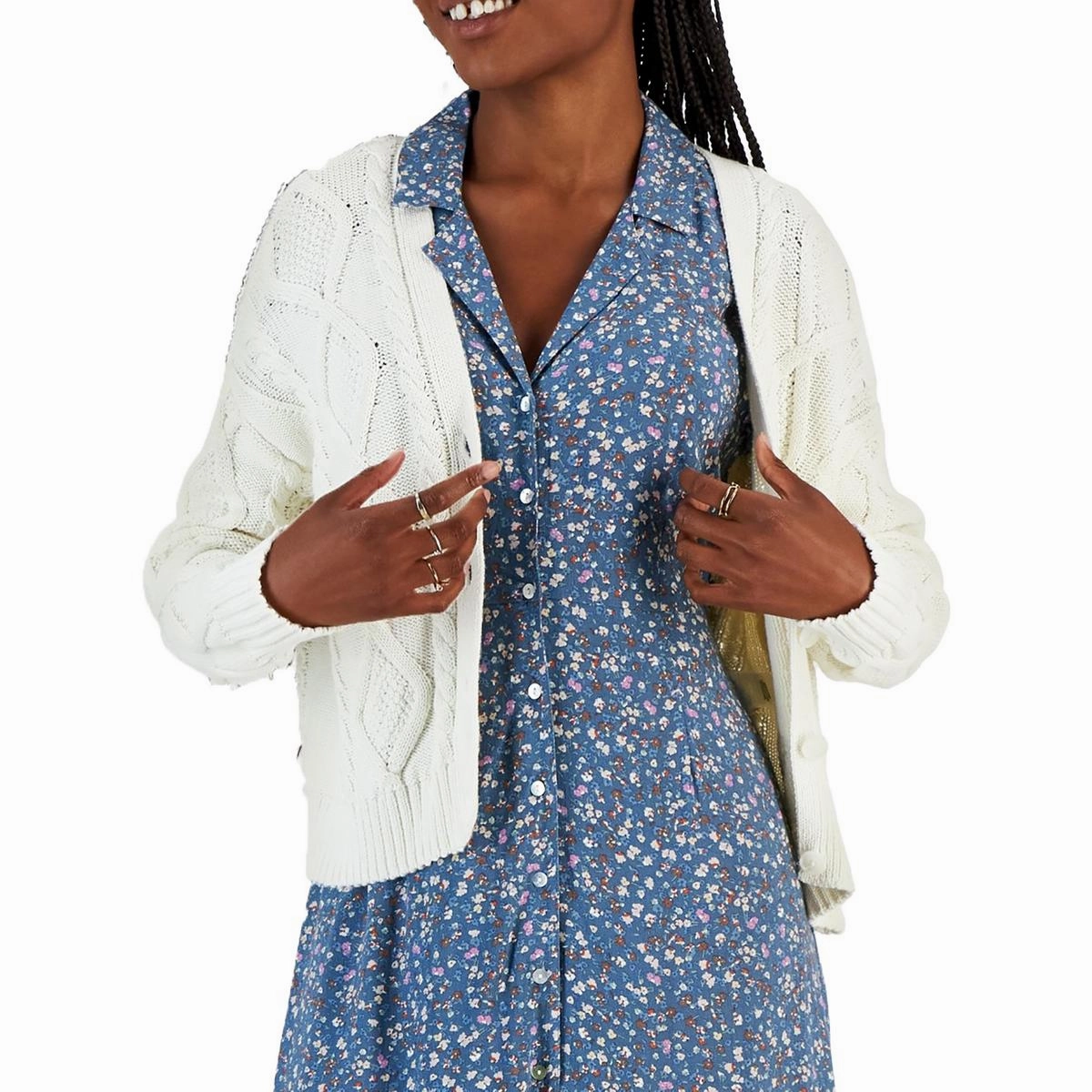 Womens Button Cable Knit Cardigan Sweater Breathable knit Soft Touch