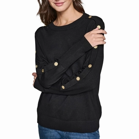 Womens Button Knit Pullover Sweater Seasonal Fashion Casual Chic