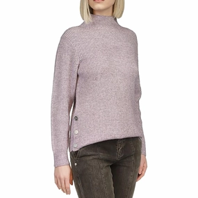 Womens Embellished Knit Mock Turtleneck Sweater Classic Winter