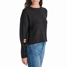 Womens Metallic Knit Crewneck Sweater Warm and Fashionable