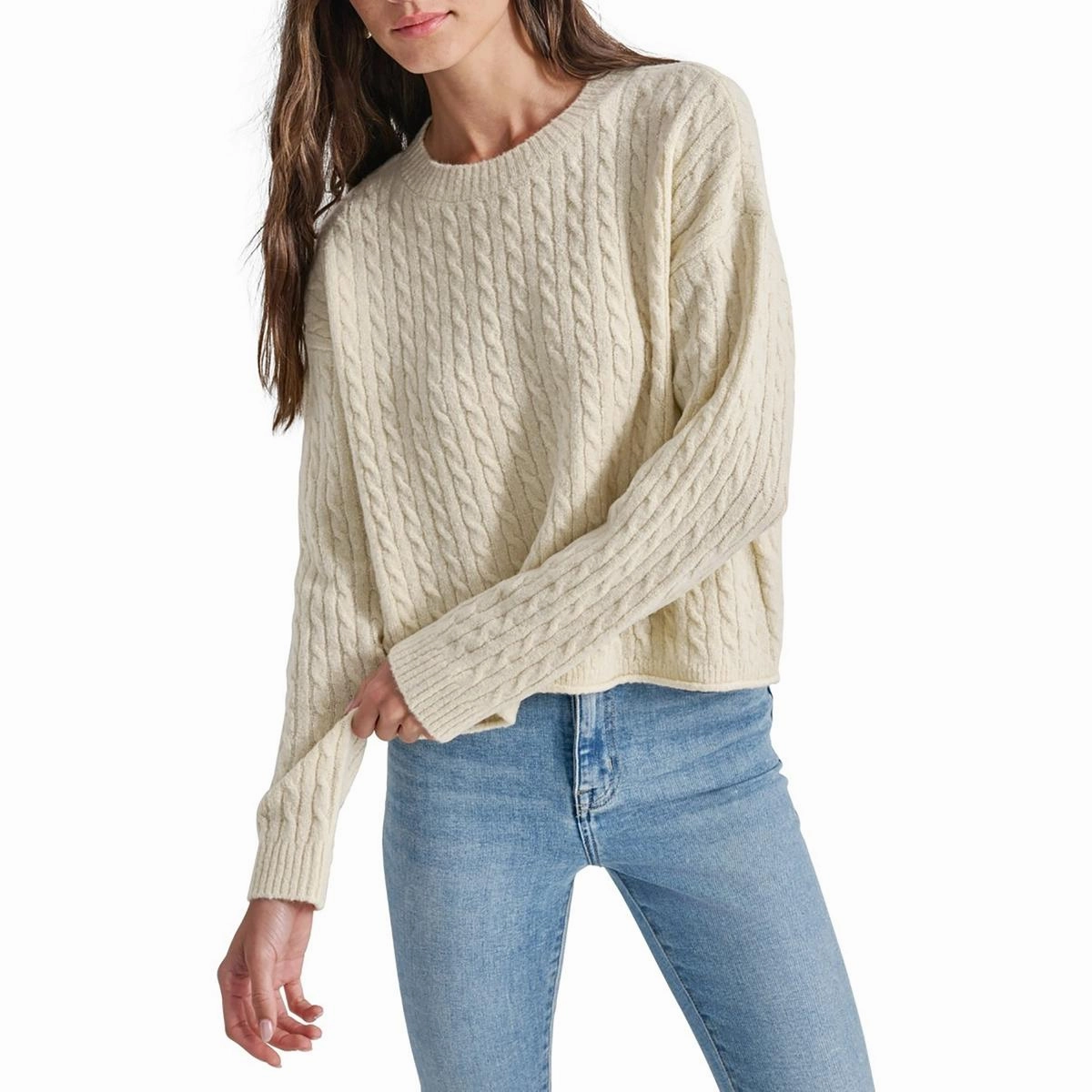 Womens Metallic Knit Crewneck Sweater All-Purpose Knit