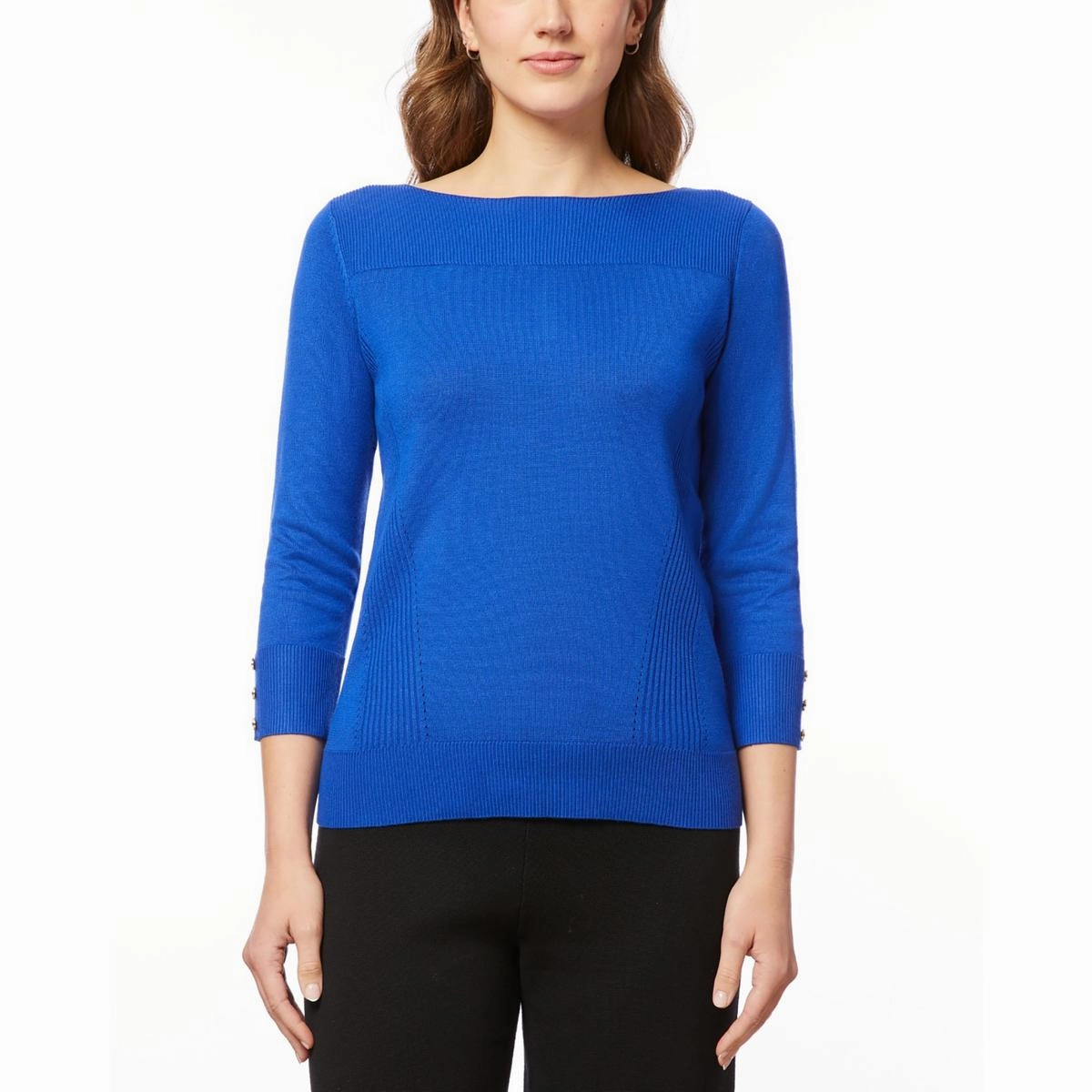 Womens Ribbed Knit Pullover Sweater Relaxed Knit
