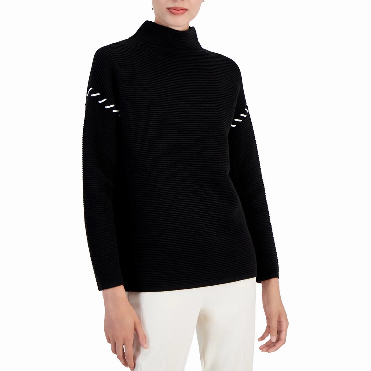 Snug Knit Non Irritating Seams Womens Ribbed Pullover Sweater