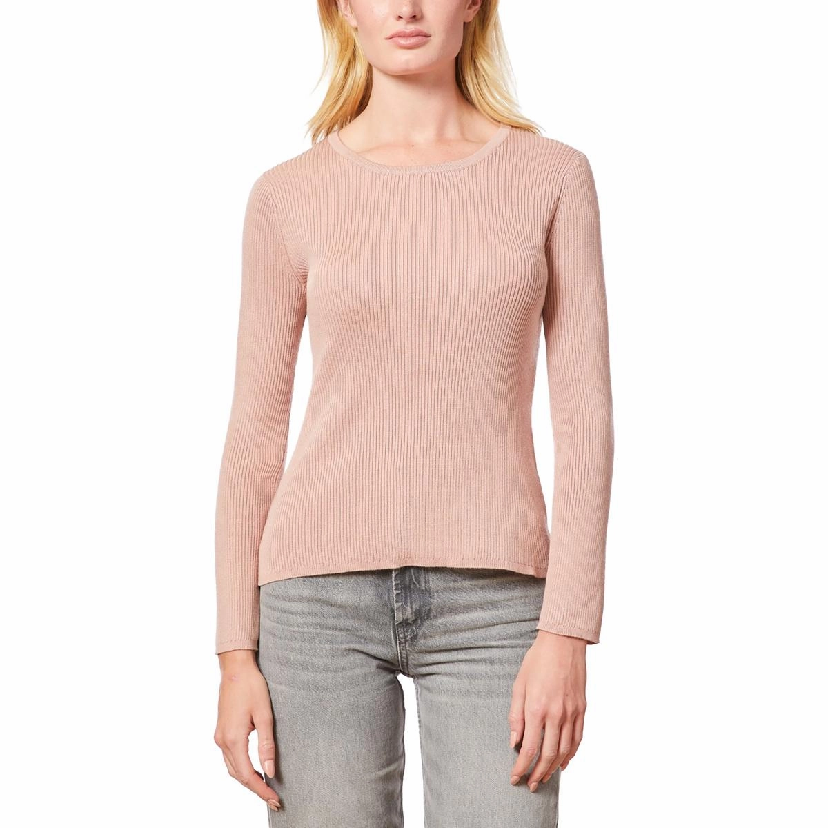 Relaxed Style Versatile Layers Womens Ribbed Scoop Neck Pullover Sweater