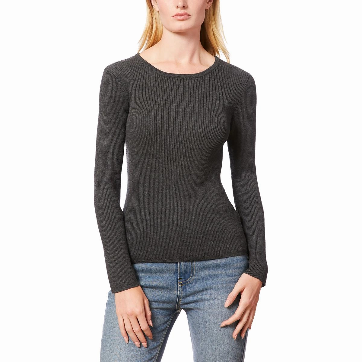 Essential Layer Knitwear Essential Womens Ribbed Scoop Neck Pullover Sweater