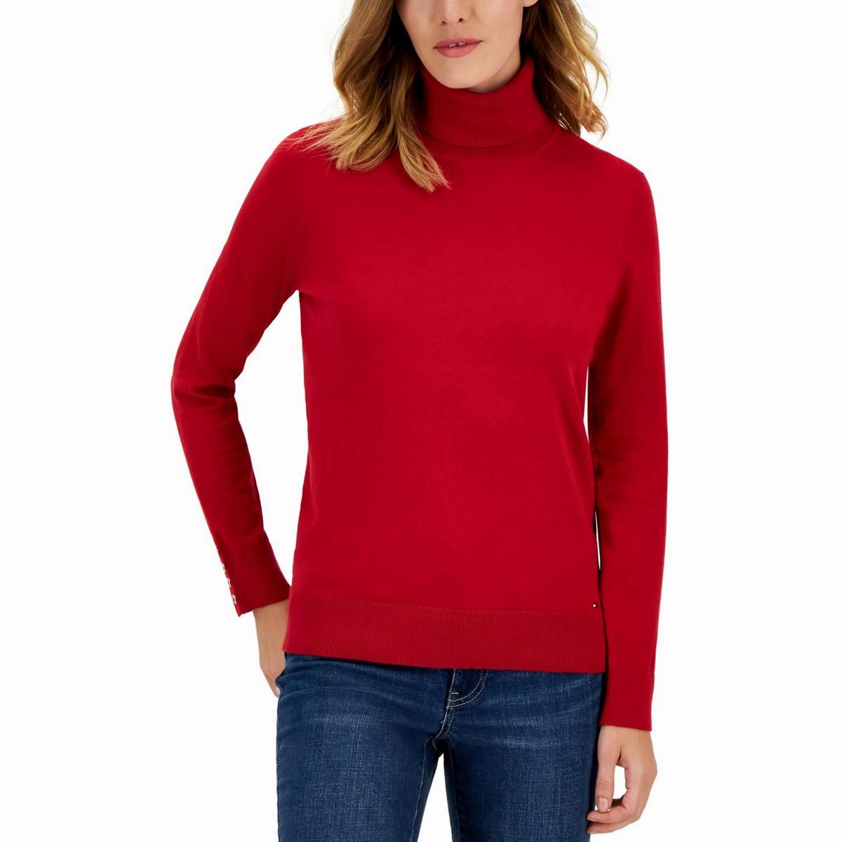 Layered Neckline Winter Ready Look Womens Solid Cotton Turtleneck Sweater