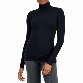 Temperature Regulating Fibers Soft and Cozy Womens Solid Jersey Turtleneck Sweater
