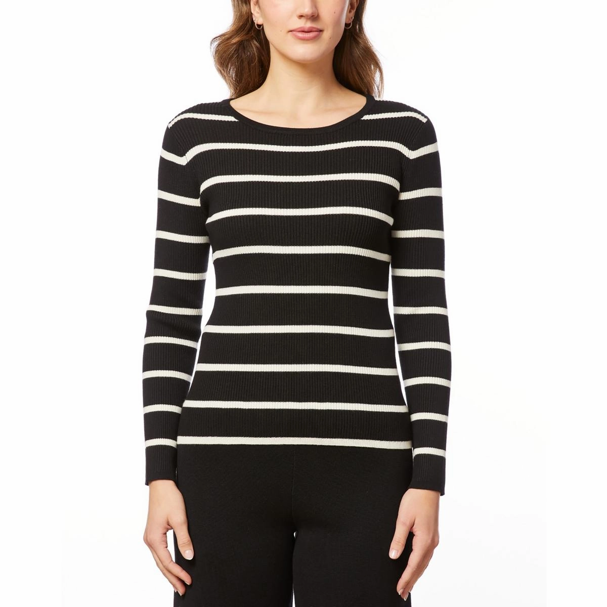 Womens Striped Knit Pullover Sweater Winter Must-Have Wear