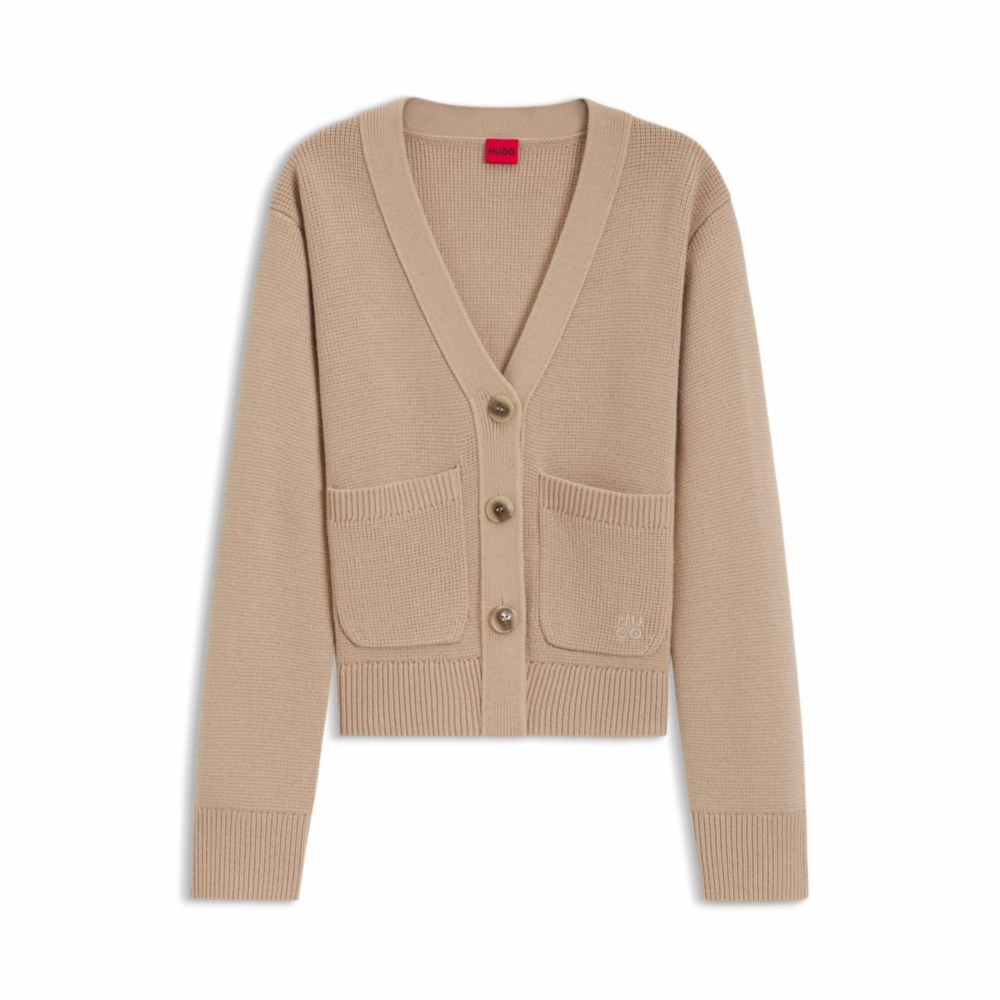 Knitted Look Wool-blend cardigan with embroidered logo