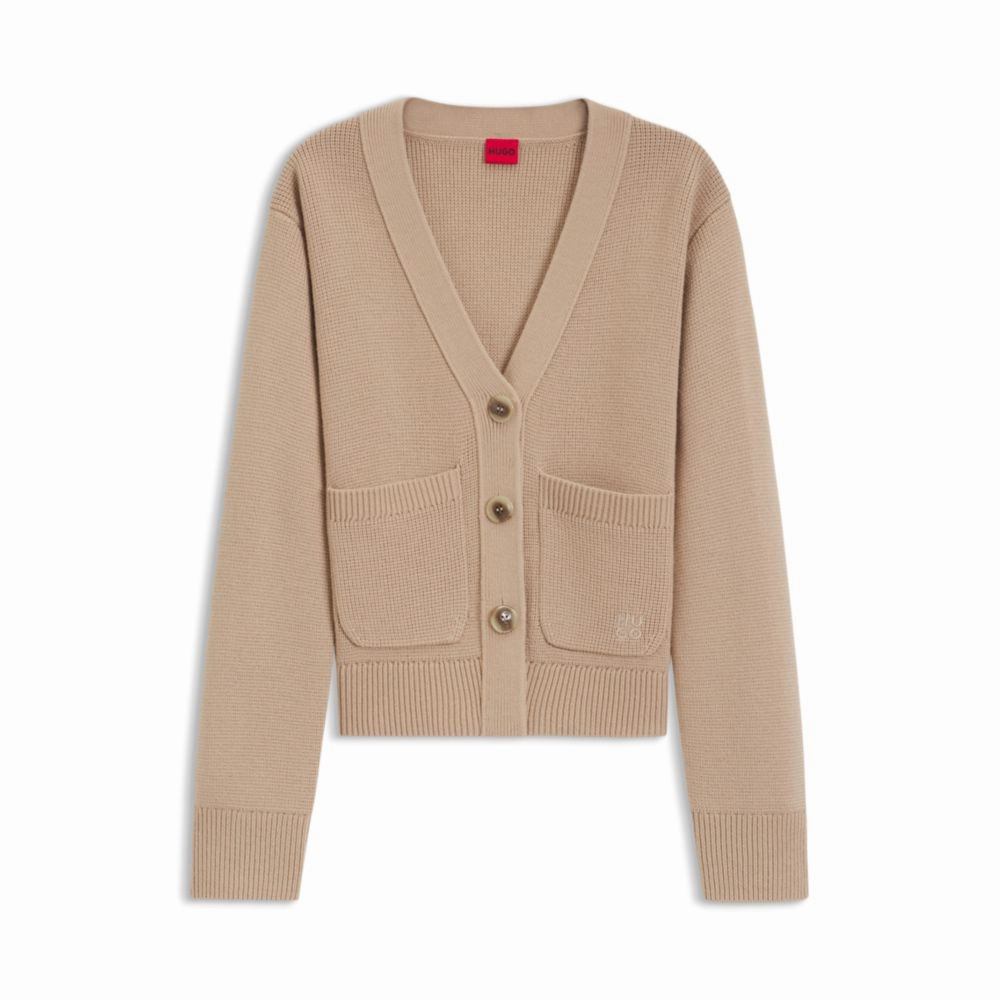 All-Day Knitwear Cold Season Wear Wool-blend cardigan with embroidered logo