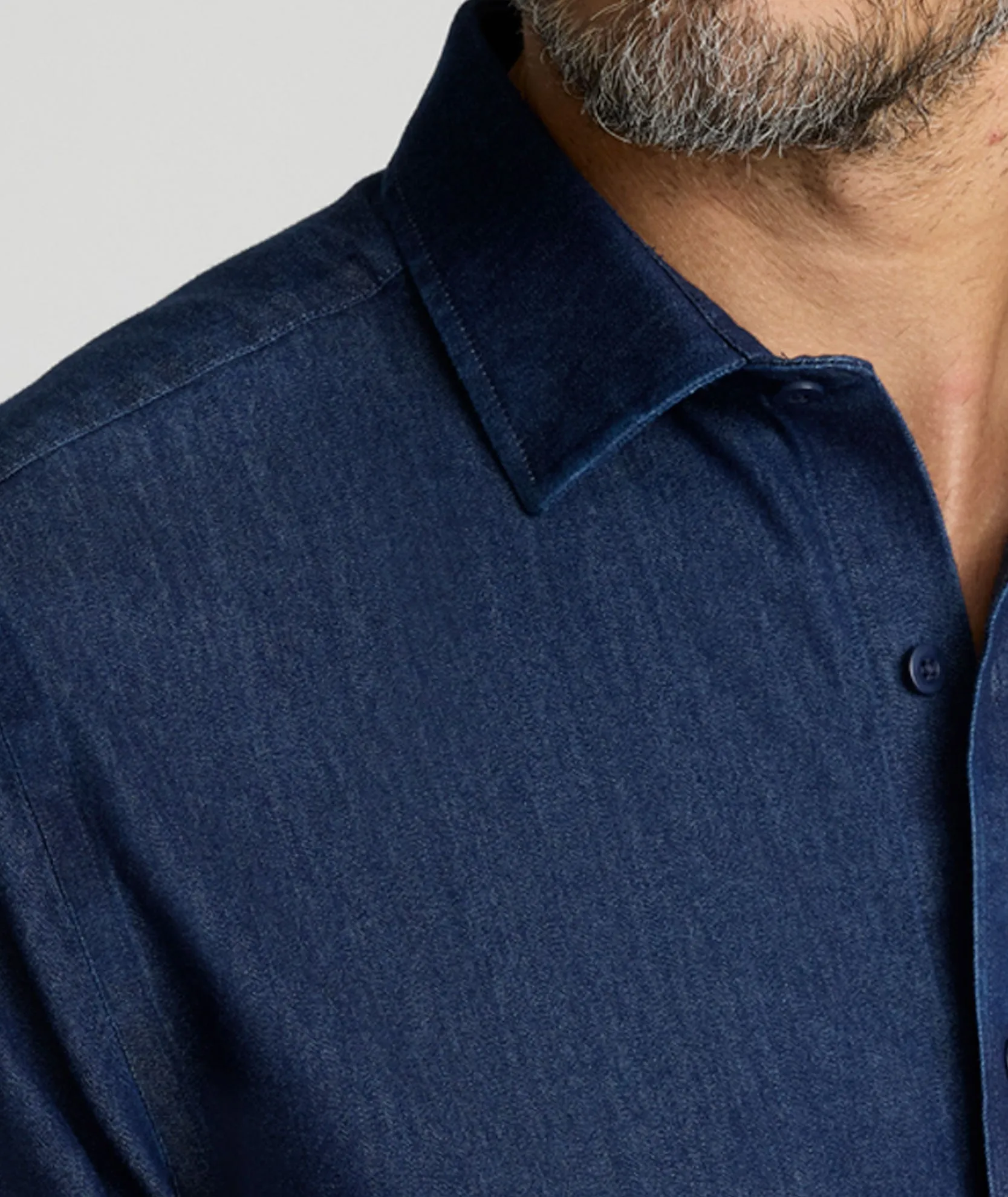 Embroidered Logo Hooded Option Wrinkle-Free Denim Cinzano Shirt