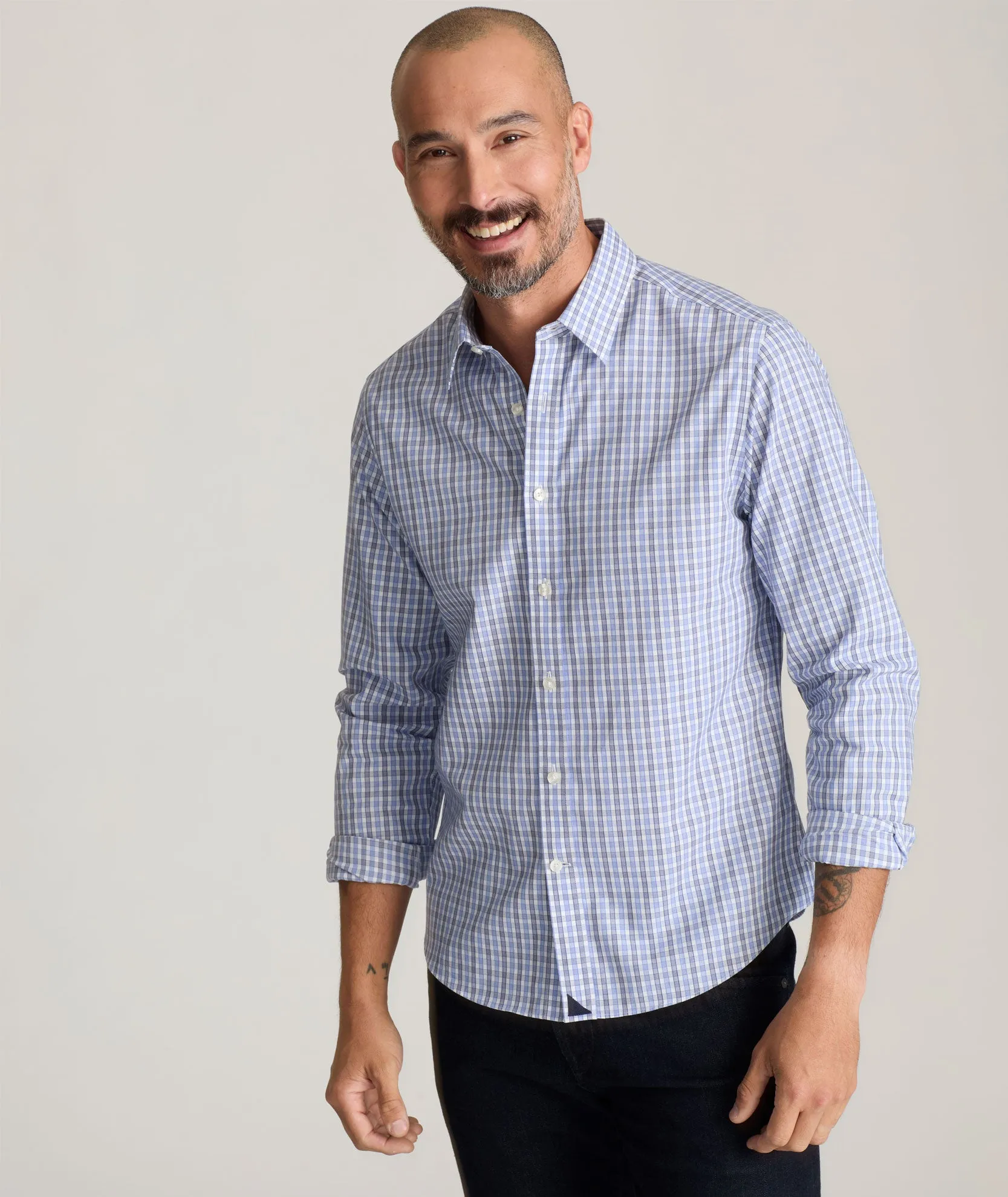 Wrinkle-Free Durif Shirt Seamless Shoulder Construction