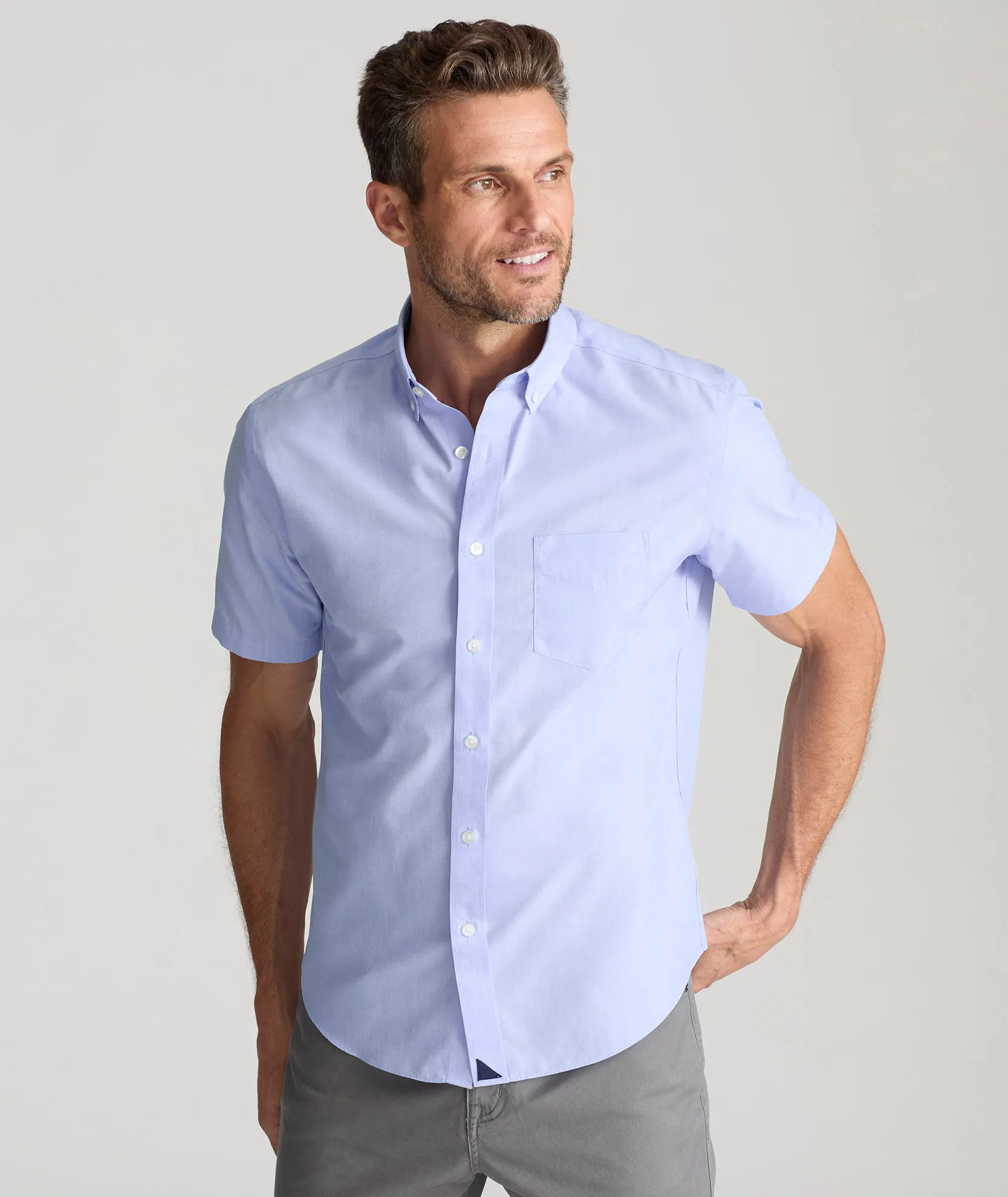 Petite Option Static Dissipating Fiber Wrinkle-Free Short-Sleeve Hillstowe Shirt