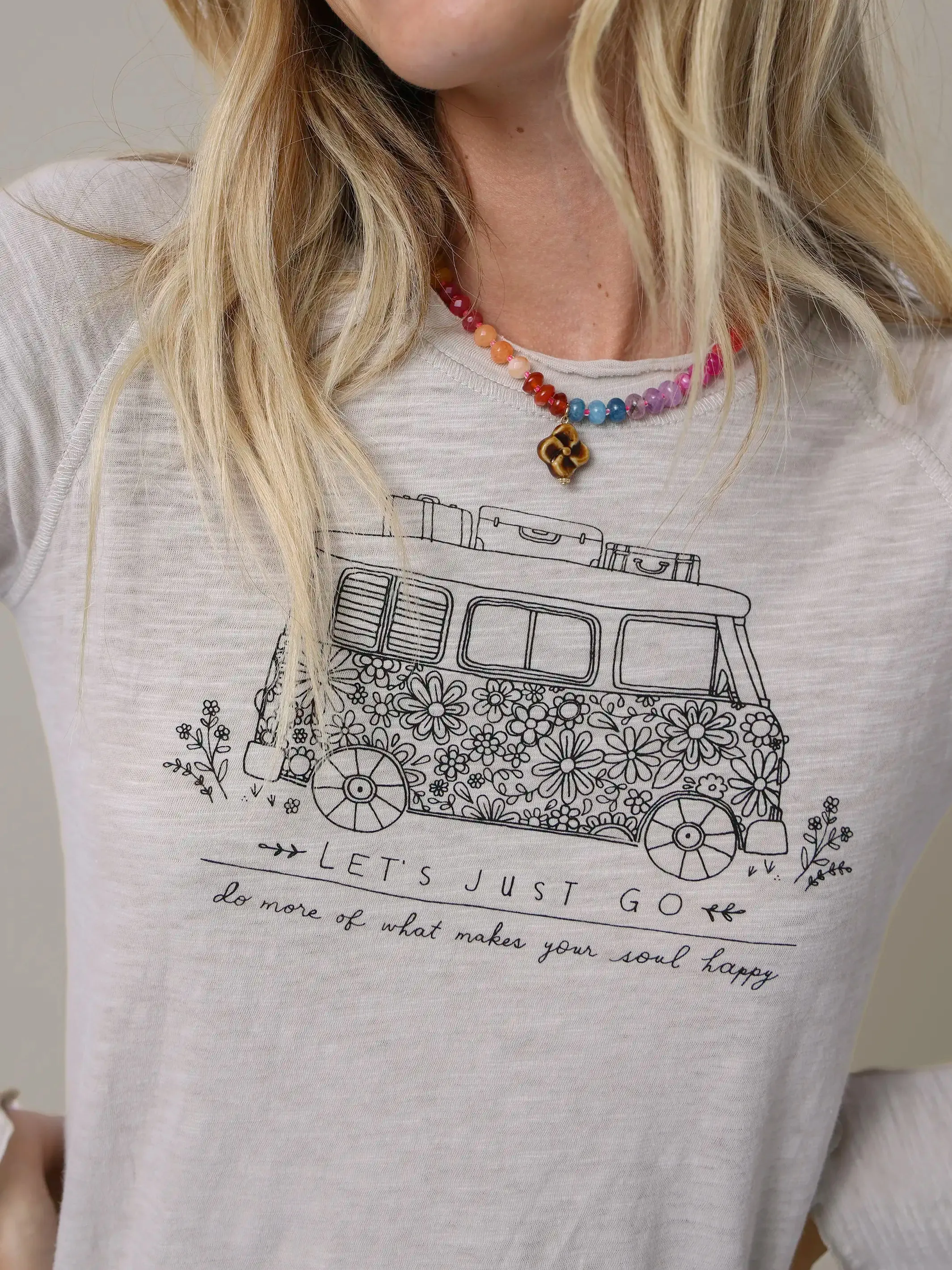 Lily Cotton Long Sleeve Tee Shirt - Moonstone Van Comfortable Wear
