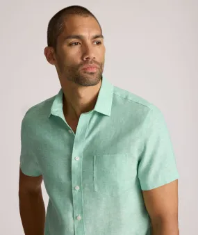 Wrinkle-Resistant Linen Short-Sleeve Cameron Shirt Distressed finish Poolside Lounge