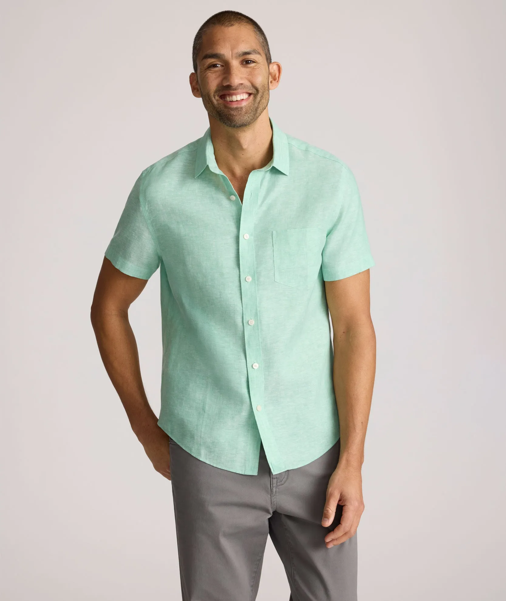 Fashionable Pick Eco-Friendly Choice Wrinkle-Resistant Linen Short-Sleeve Cameron Shirt