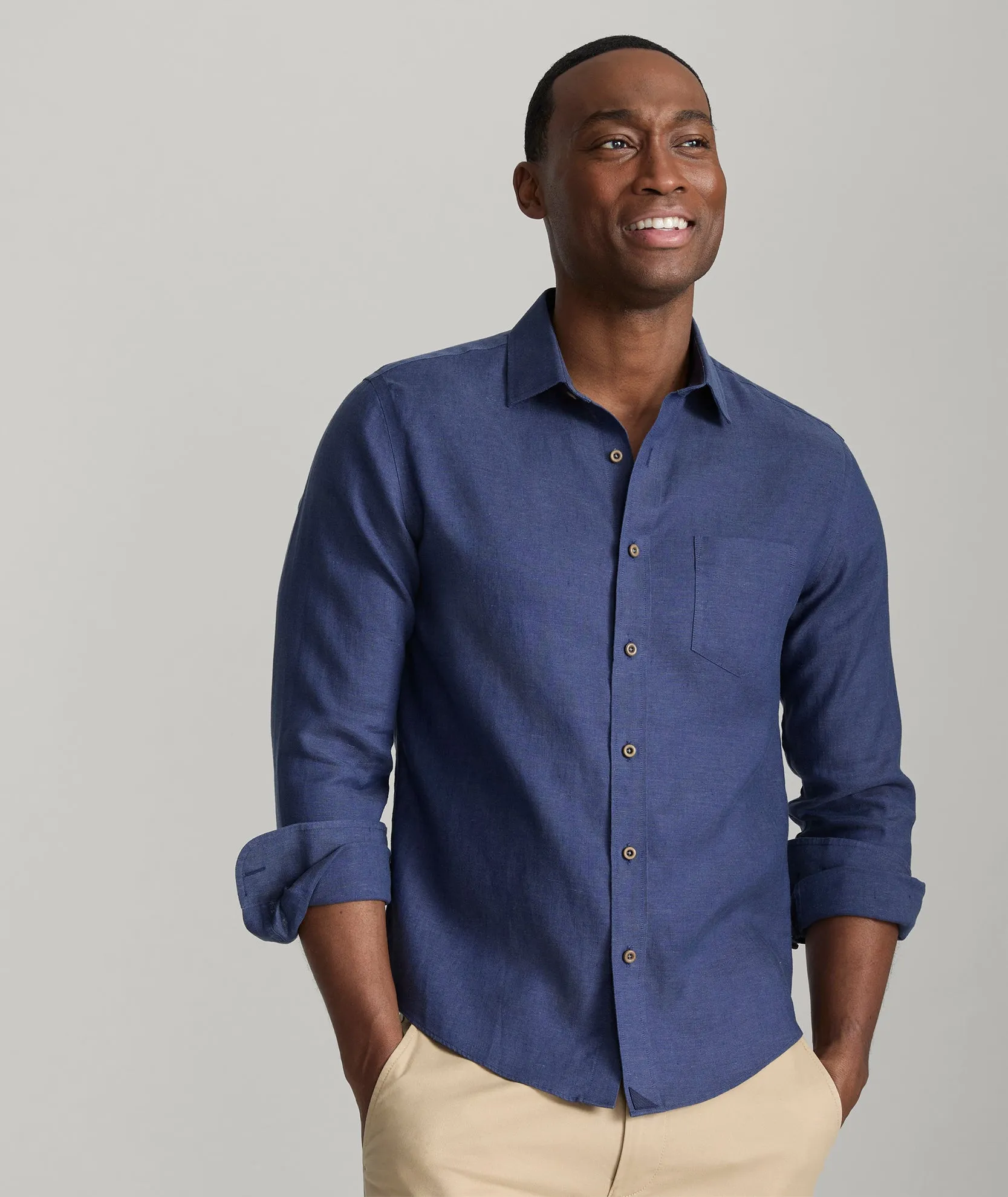 Teen Fashion Wrinkle-Resistant Linen Vin Santo Shirt