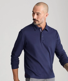Cozy Top Wrinkle-Free Damaschino Long-Sleeve Polo