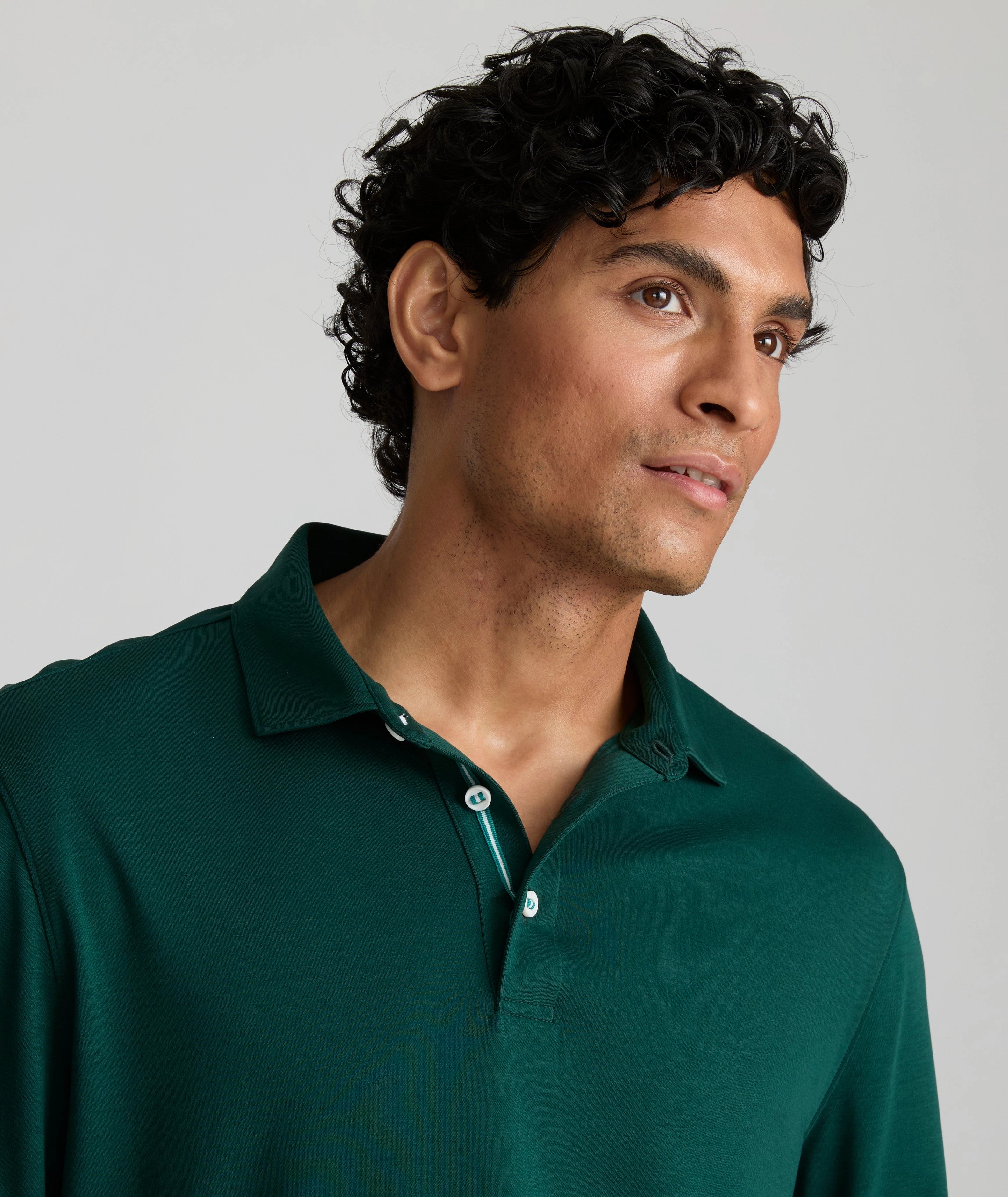 Comfortable Style Wrinkle-Free Damaschino Long-Sleeve Polo