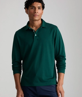Modern Fit Wrinkle-Free Damaschino Long-Sleeve Polo