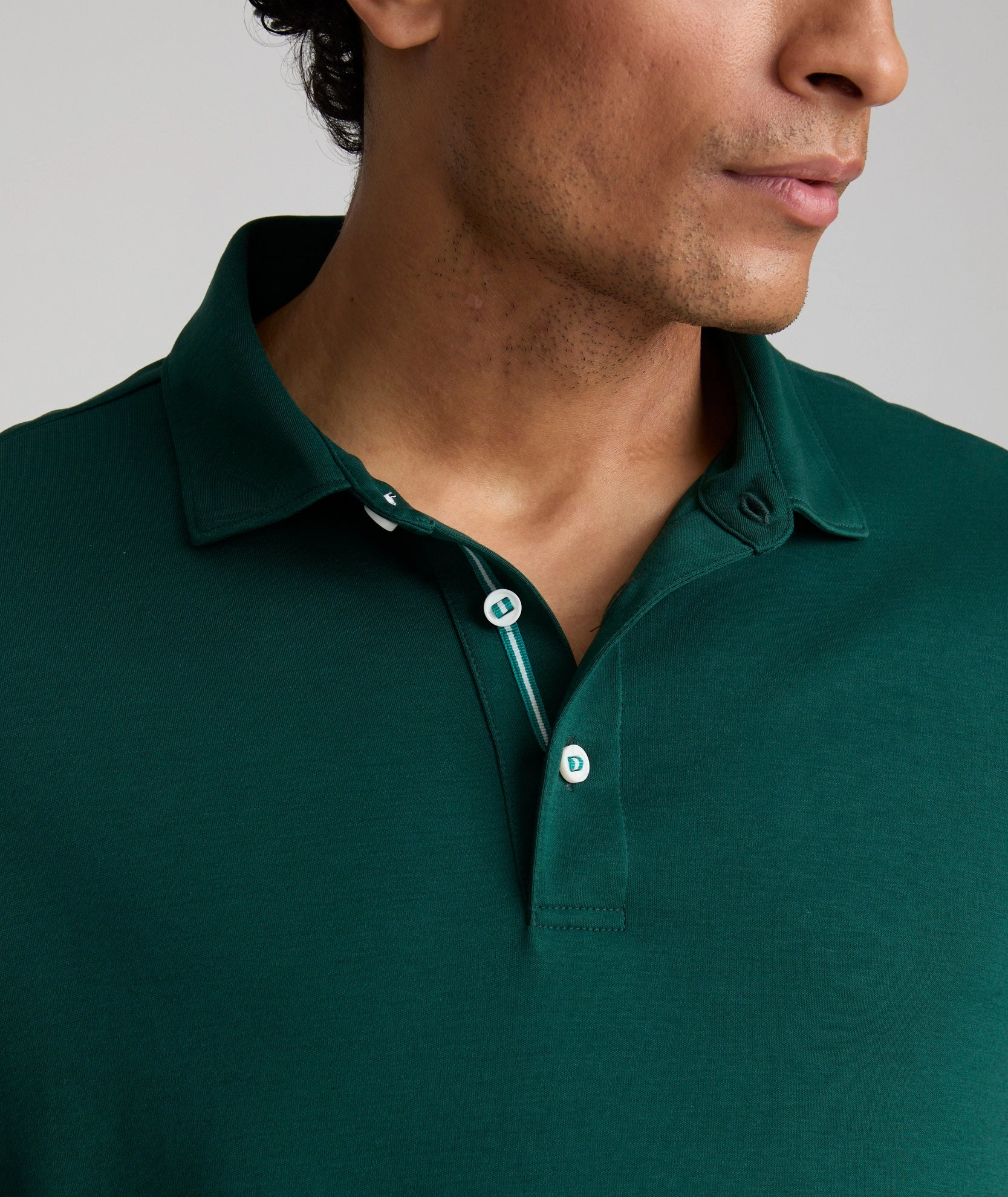 Wrinkle-Free Damaschino Long-Sleeve Polo Workout Friendly