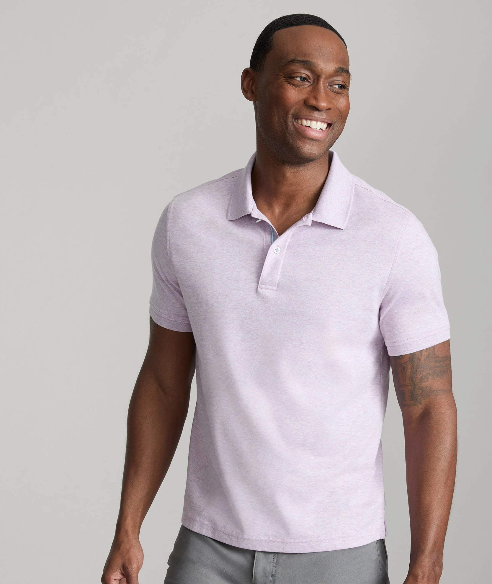 Relaxed Top Dimensional Stability Weave Wrinkle-Free Damaschino Polo