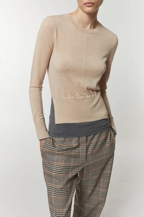 Myra Layering Sweater In Oatmeal/heather Grey Stylish Comfort