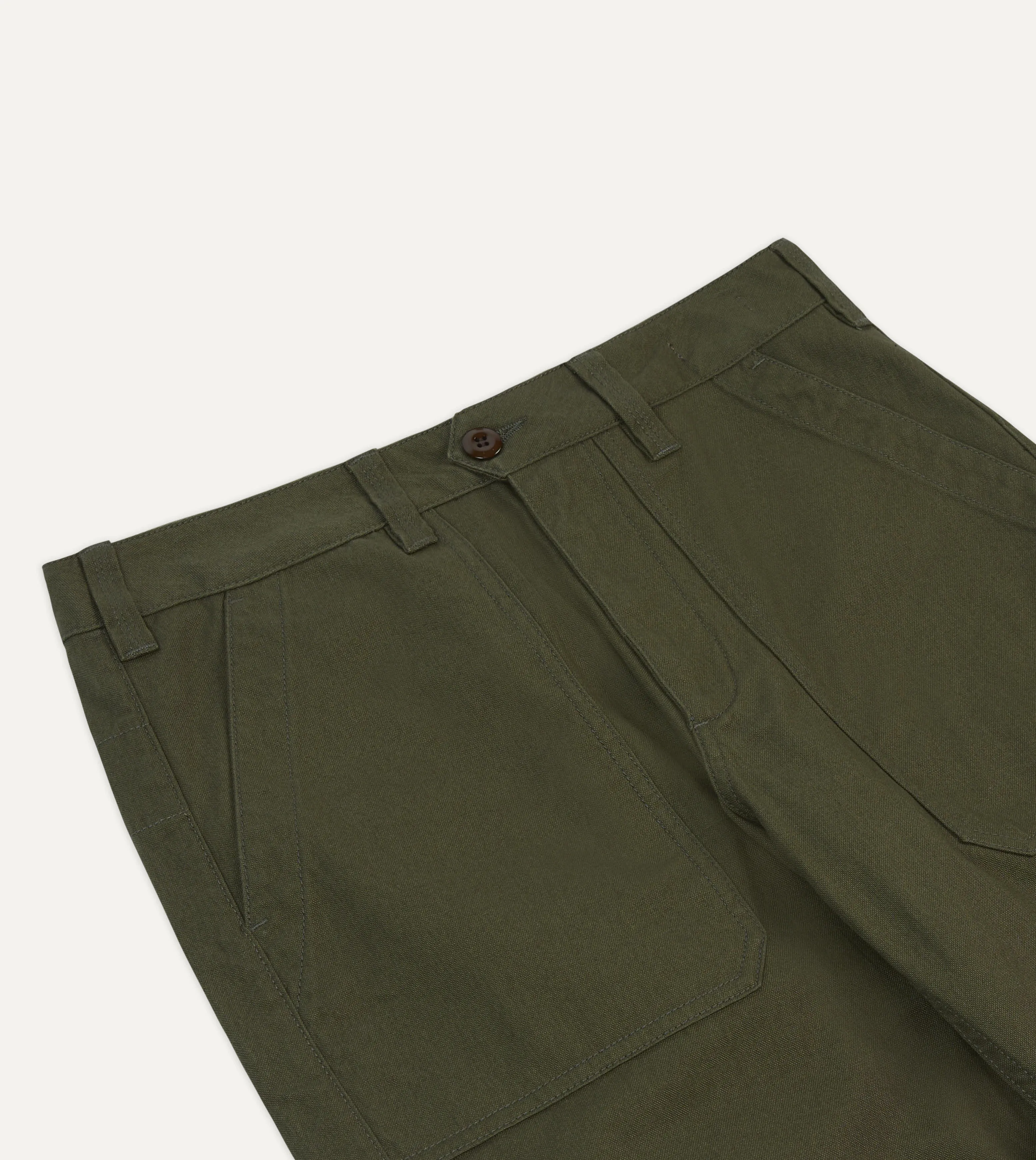 St. JOHN by Drake's Olive Cotton Fatigue Trouser All-day Flex slim cut