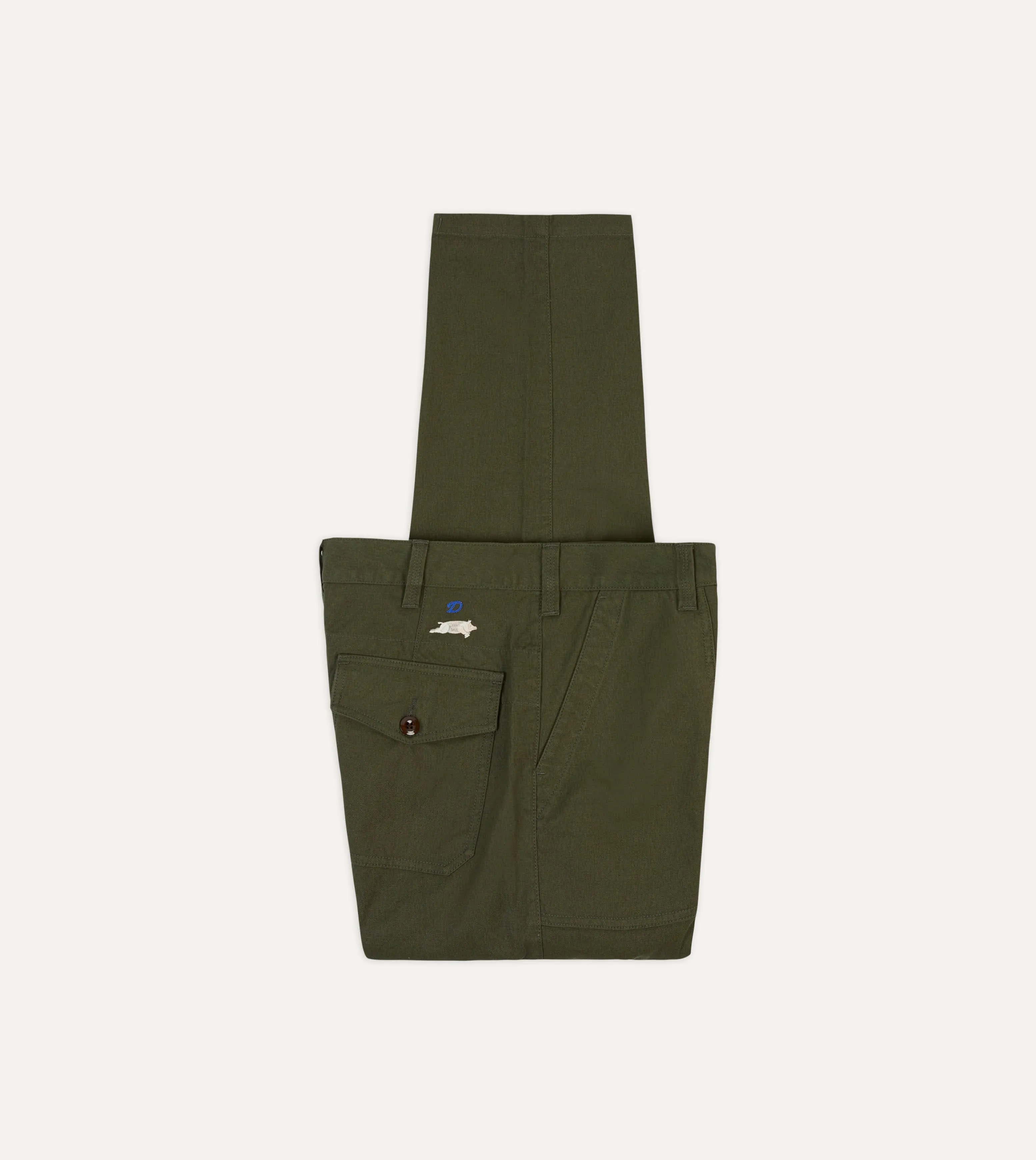 St. JOHN by Drake's Olive Cotton Fatigue Trouser Day Ready SeamlessPockets