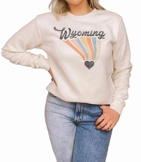 Comfy Knit Layer Wyoming Tornado Crewneck Sweatshirt In Natural