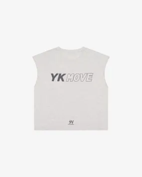 YK Move Champion Tank | White Marle Sleek Fit