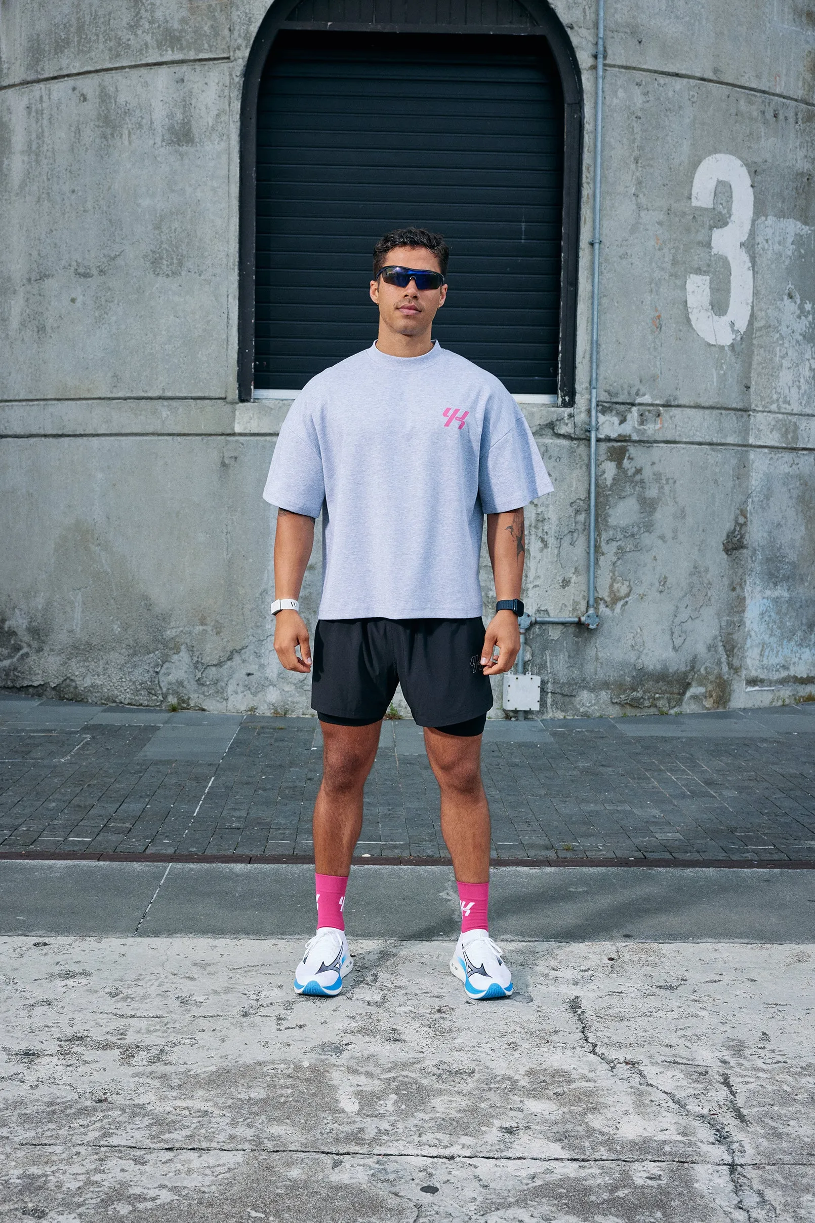 YK Move Champion Tee | Grey spring fashion Ribbed collar